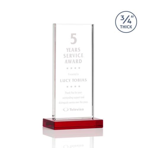 Awards and Plaques - Crystal Trophies - Prieto Red Rectangle Crystal Trophy