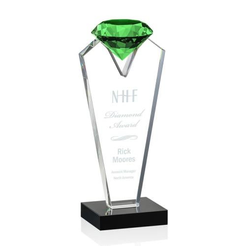 Awards and Plaques - Crystal Trophies - Leach Emerald Crystal Trophy