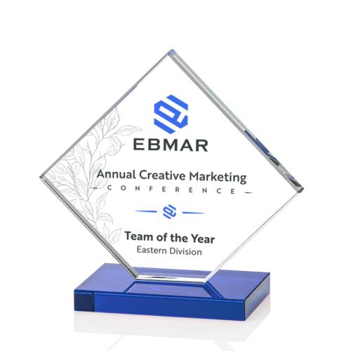 Awards and Plaques - Crystal Trophies - Argueta Full Color Blue Crystal Trophy