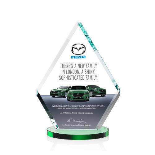 Awards and Plaques - Crystal Trophies - Curry Full Color Green Crystal Trophy