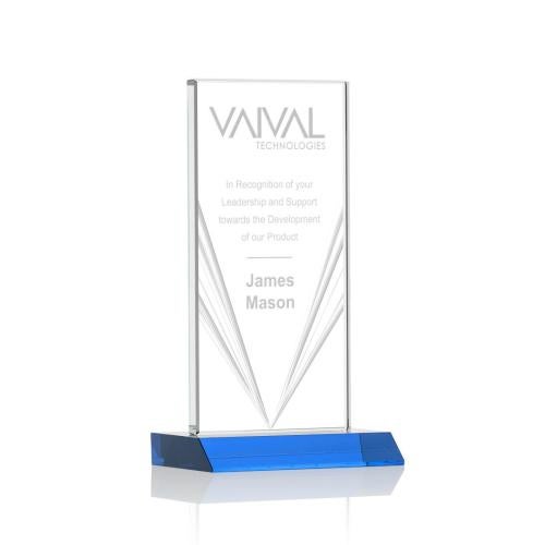 Awards and Plaques - Crystal Trophies - Henley Liquid™  Sky Blue Rectangle Crystal Trophy