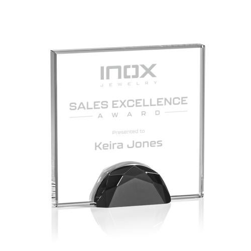 Awards and Plaques - Crystal Trophies - Pruitt Black Square / Cube Crystal Trophy
