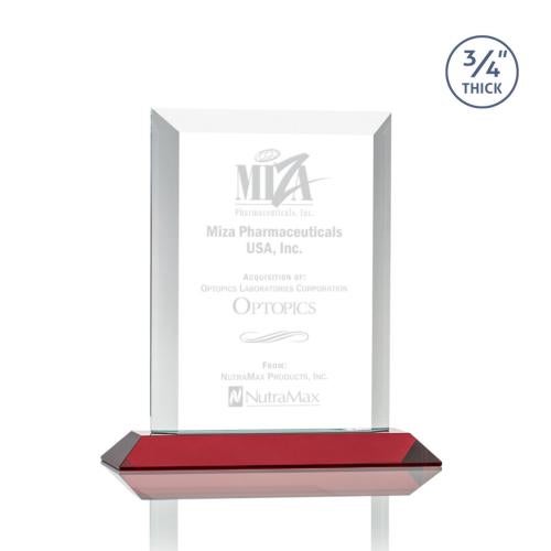 Awards and Plaques - Crystal Trophies - Hinton Red Rectangle Crystal Trophy