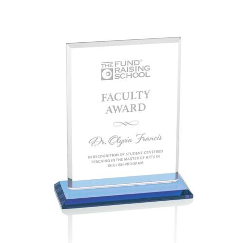 Awards and Plaques - Crystal Trophies - Lorenzo Sky Blue Rectangle Crystal Trophy