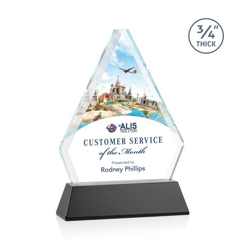 Awards and Plaques - Crystal Trophies - Mayer Full Color on Helton Black Crystal Trophy
