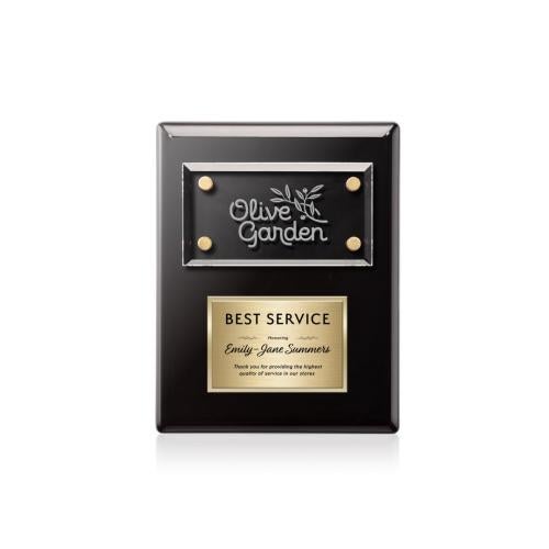 Awards and Plaques - Wall Plaque Awards - Woodward Plaque - Black/Gold