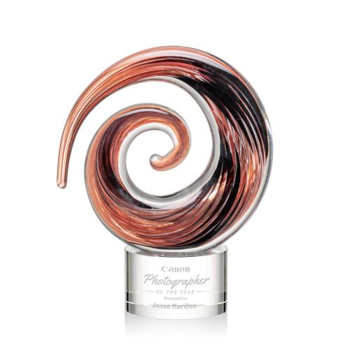 Awards and Plaques - Glass Trophies - Art Glass Trophies - Moran on Round Clear Circle Glass Trophy
