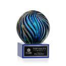 McCray on Plated Crystal Base Blue Globe Glass Trophy
