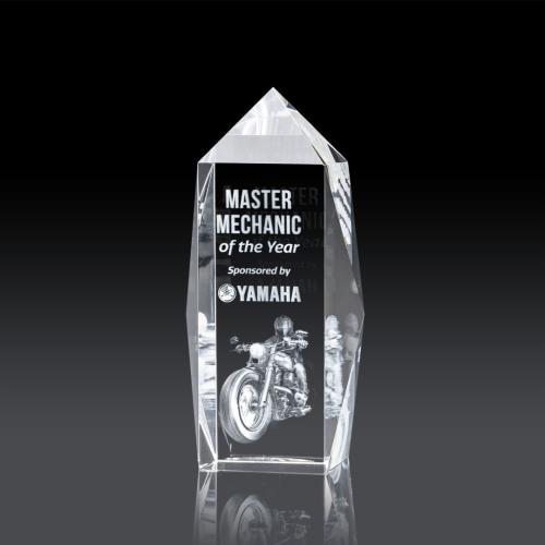 Awards and Plaques - Crystal Trophies - Navarro Obelisk 3D Crystal Trophy