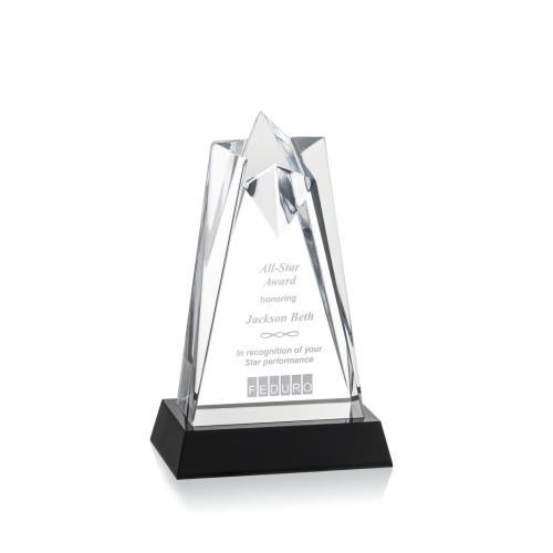 Awards and Plaques - Acrylic Trophies - Hammer Star on Base Clear Acrylic Trophy