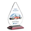 Moyer Full Color Rosewood Tear Drop Crystal Trophy