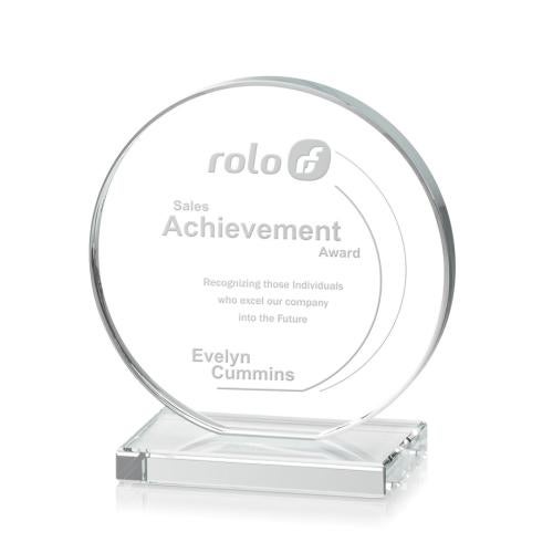 Awards and Plaques - Crystal Trophies - Drummond Clear Circle Crystal Trophy