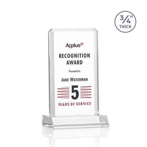 Awards and Plaques - Custom Trophies - Stubbs Full Color Clear Rectangle Crystal Trophy
