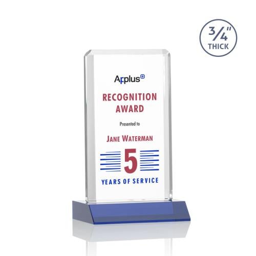 Awards and Plaques - Custom Trophies - Stubbs Full Color Blue Rectangle Crystal Trophy