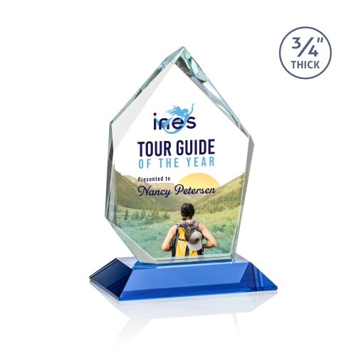 Awards and Plaques - Crystal Trophies - Boone Ice Peak Full Color Sky Blue Peaks Crystal Trophy
