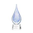Striation on Small Crystal Base Clear Tear Drop Glass Trophy