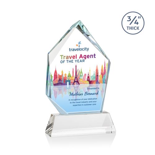 Awards and Plaques - Crystal Trophies - Boone Ice Peak Full Color on Helton Starfire Peaks Crystal Trophy