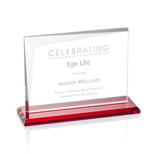 Awards and Plaques - Crystal Trophies - Leyva Red Rectangle Crystal Trophy