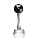 Metal Pedestal Black Globe Crystal Trophy