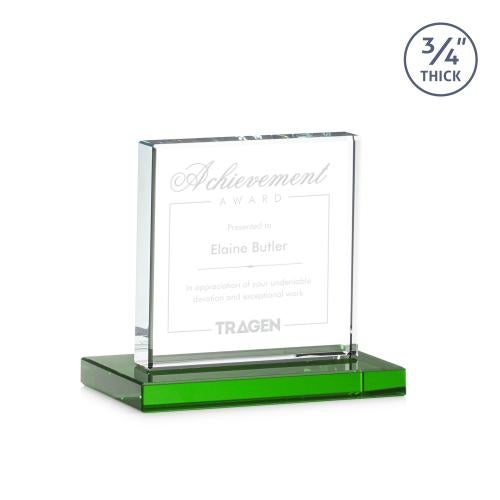 Awards and Plaques - Crystal Trophies - Landers Green Square / Cube Crystal Trophy