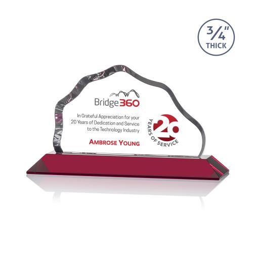 Awards and Plaques - Crystal Trophies - Hagen Full Color Red Crystal Trophy