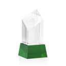 Knight on Base Green Towers Crystal Trophy