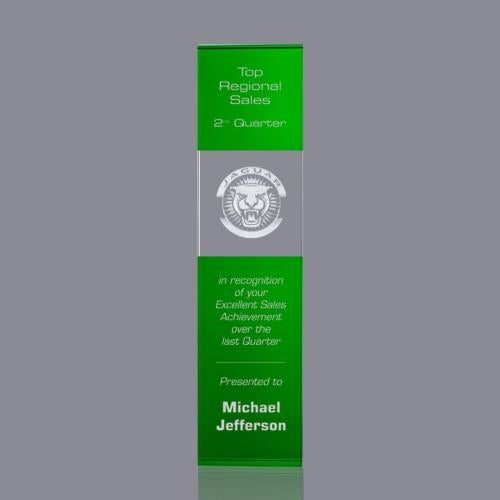 Awards and Plaques - Crystal Trophies - Price Tower 3D Green Towers Crystal Trophy