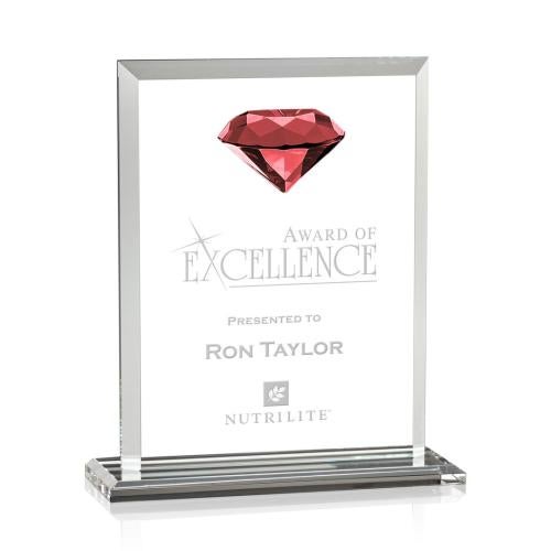 Awards and Plaques - Crystal Trophies - Latham Diamond Ruby Crystal Trophy