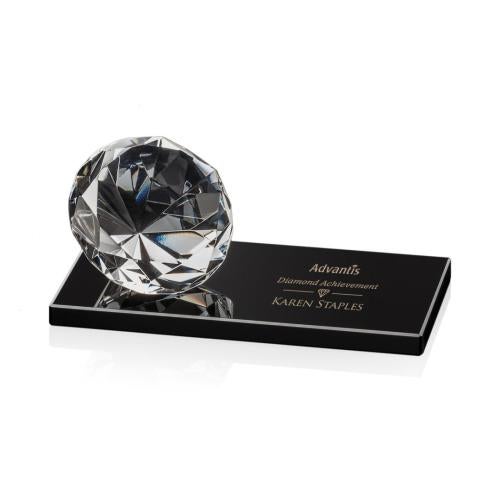 Awards and Plaques - Crystal Trophies - Diamond on Black Diamond Crystal Trophy