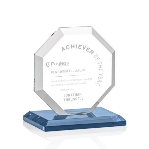 Awards and Plaques - Crystal Trophies - Elder Sky Blue Polygon Crystal Trophy
