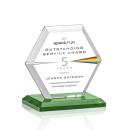 Santos Full Color Green Polygon Crystal Trophy