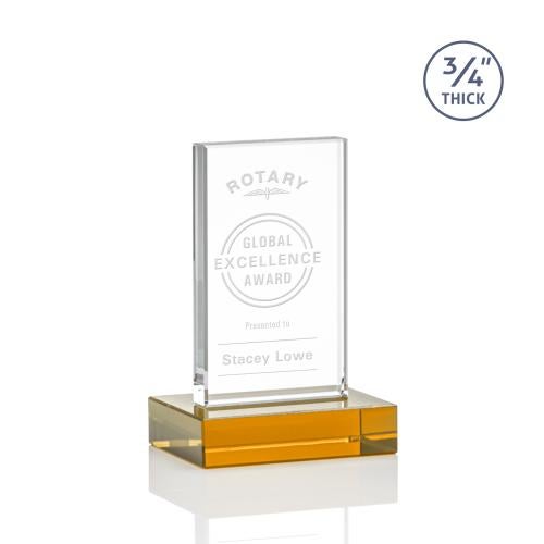Awards and Plaques - Crystal Trophies - Barlow Amber Rectangle Crystal Trophy