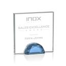 Pruitt Sky Blue Square / Cube Crystal Trophy