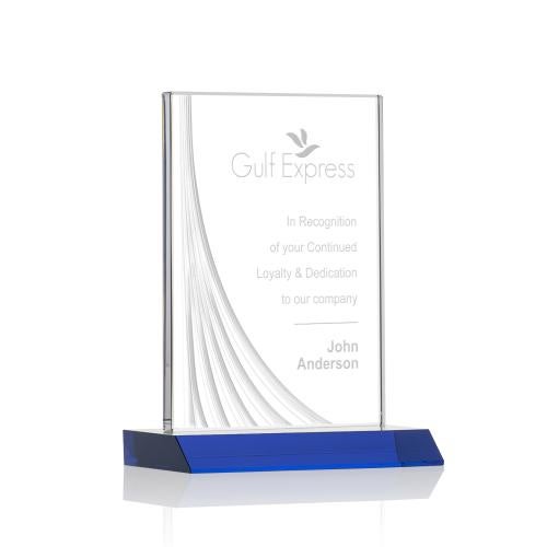 Awards and Plaques - Crystal Trophies - Goldstein Liquid&trade;  Blue Rectangle Crystal Trophy
