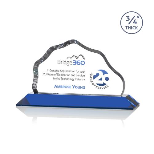 Awards and Plaques - Crystal Trophies - Hagen Full Color Blue Crystal Trophy