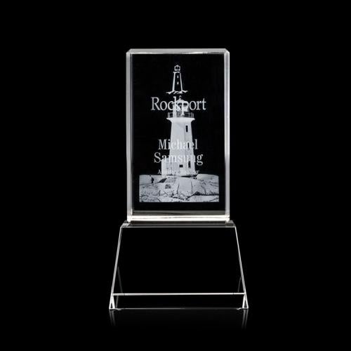 Awards and Plaques - Crystal Trophies - Small 3D on Base Clear Towers Crystal Trophy