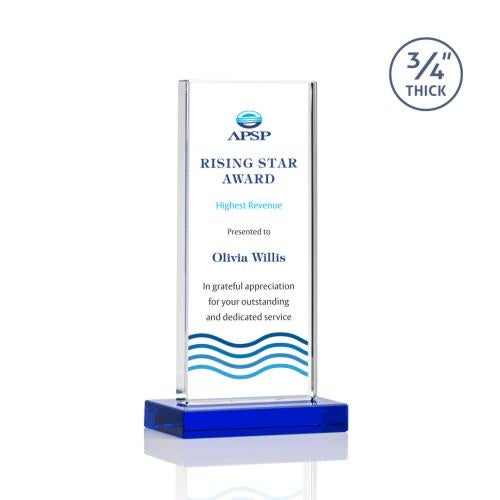 Awards and Plaques - Crystal Trophies - Prieto Full Color Blue Rectangle Crystal Trophy