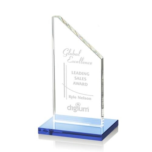 Awards and Plaques - Crystal Trophies - Mathews Sky Blue Peaks Crystal Trophy