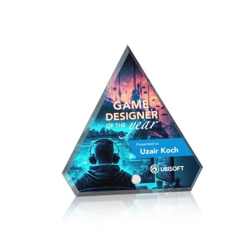 Awards and Plaques - Acrylic Trophies - Jewell Diamond Full Color Silver Acrylic Trophy