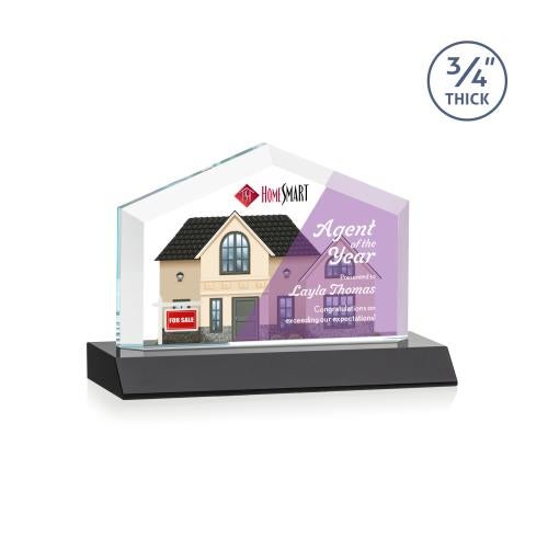 Awards and Plaques - Crystal Trophies - Realtor Full Color Black Peaks Crystal Trophy