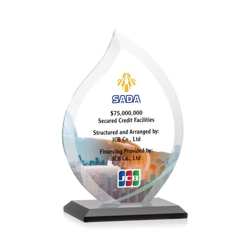 Awards and Plaques - Crystal Trophies - Tomlinson Full Color Black Flame Crystal Trophy