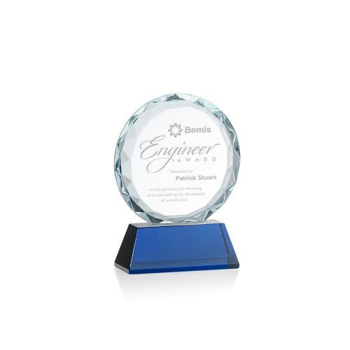Awards and Plaques - Crystal Trophies - Linares Blue Circle Crystal Trophy