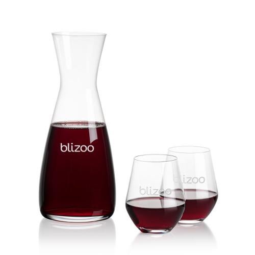Custom Barware Glasses - Carafes - Cabral Carafe & Stahl Stemless Wine
