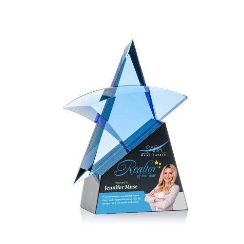 Awards and Plaques - Crystal Trophies - Harvey Star Full Color Black Crystal Trophy