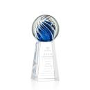 Truong Globe on Tall Crystal Base Glass Trophy