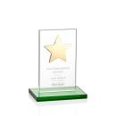 Zuniga Star Green/Gold Rectangle Crystal Trophy