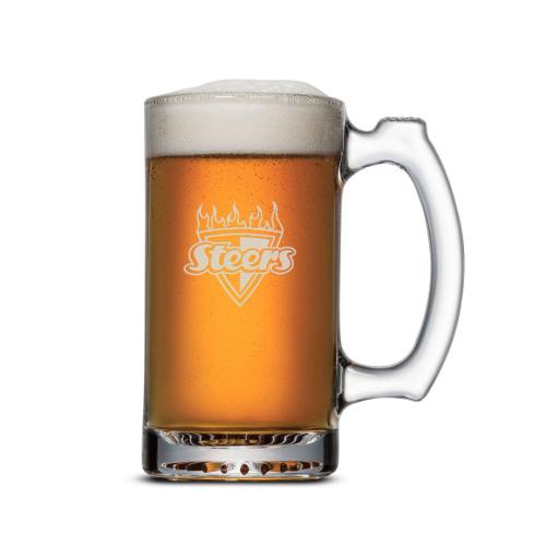 Custom Barware Glasses - Beer Glasses - Columbus Beer Stein - Deep Etch