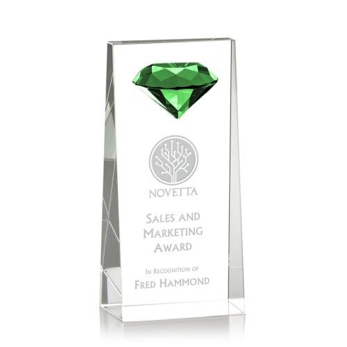 Awards and Plaques - Crystal Trophies - Stone Diamond Emerald Towers Crystal Trophy