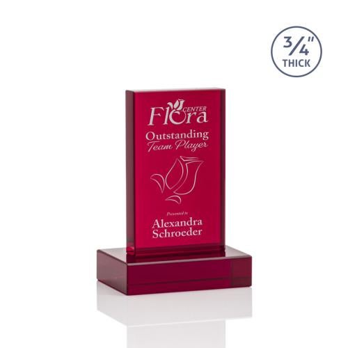 Awards and Plaques - Crystal Trophies - Cartwright Red Rectangle Crystal Trophy