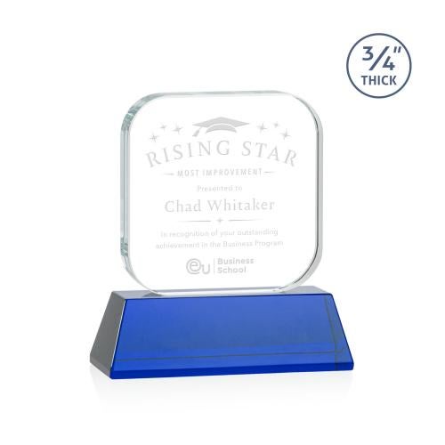 Awards and Plaques - Crystal Trophies - App on Helton Blue Square / Cube Crystal Trophy